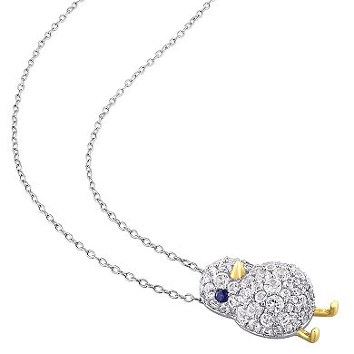 Stella Grace Sterling Silver 2 3/4 Carat T.W. Lab-Created White Sapphire Chick Pendant Necklace