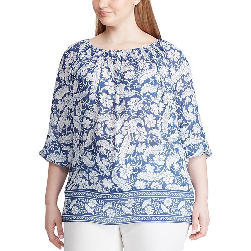 Plus Size Chaps Blue Pearl Woven Tunic
