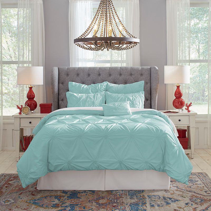 79256752 Pointehaven PinTuck Percale Duvet Set, Blue, King sku 79256752