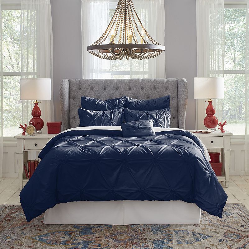 58098910 Pointehaven PinTuck Comforter Set, Blue, Queen sku 58098910