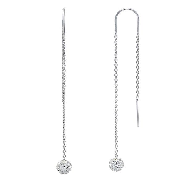 PRIMROSE Curve Wire Bar Crystal Ball Drop Earrings