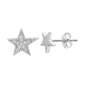PRIMROSE Sterling Silver Cubic Zirconia Beaded Star Earrings