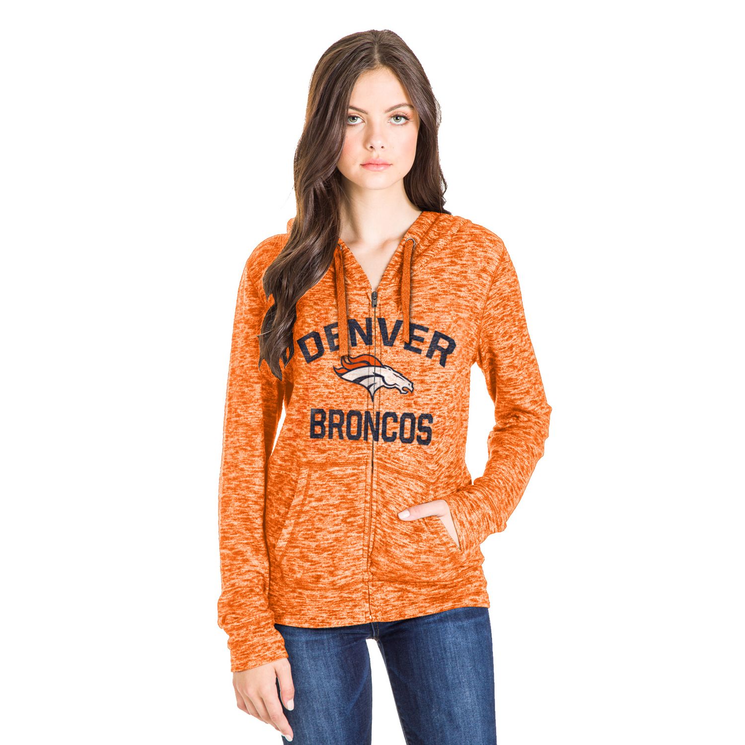 women's denver broncos zip up hoodie