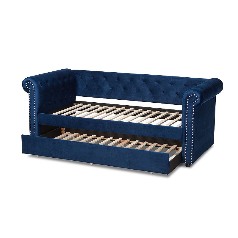 Baxton Studio Mabelle Trundle Daybed, Blue, Twin