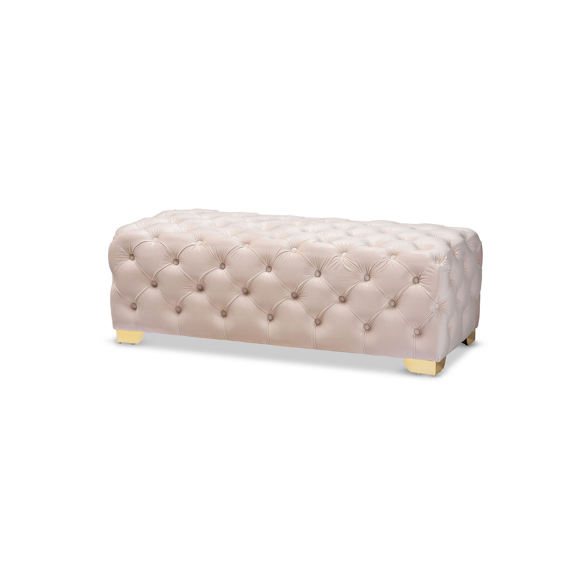 Baxton Studio Avara 16.5 x 48 Ottoman, Beige