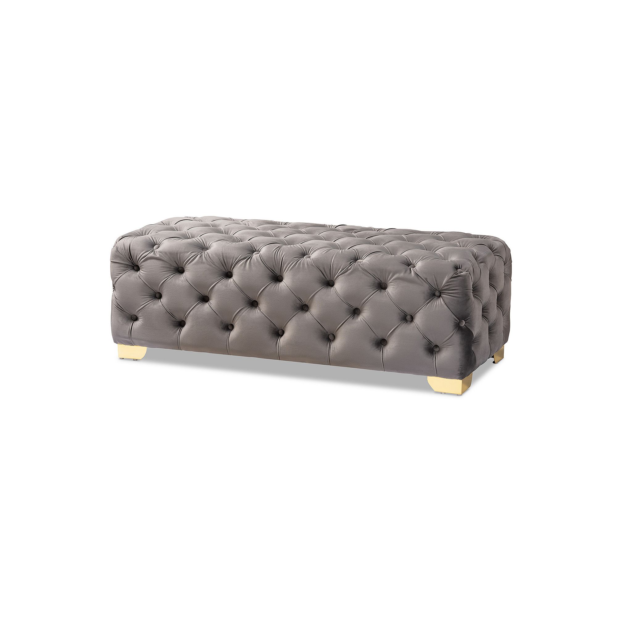 Baxton Studio Avara 16.5 x 48 Ottoman, Gray