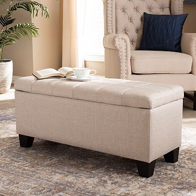 Baxton Studio Fera Light Grey Ottoman