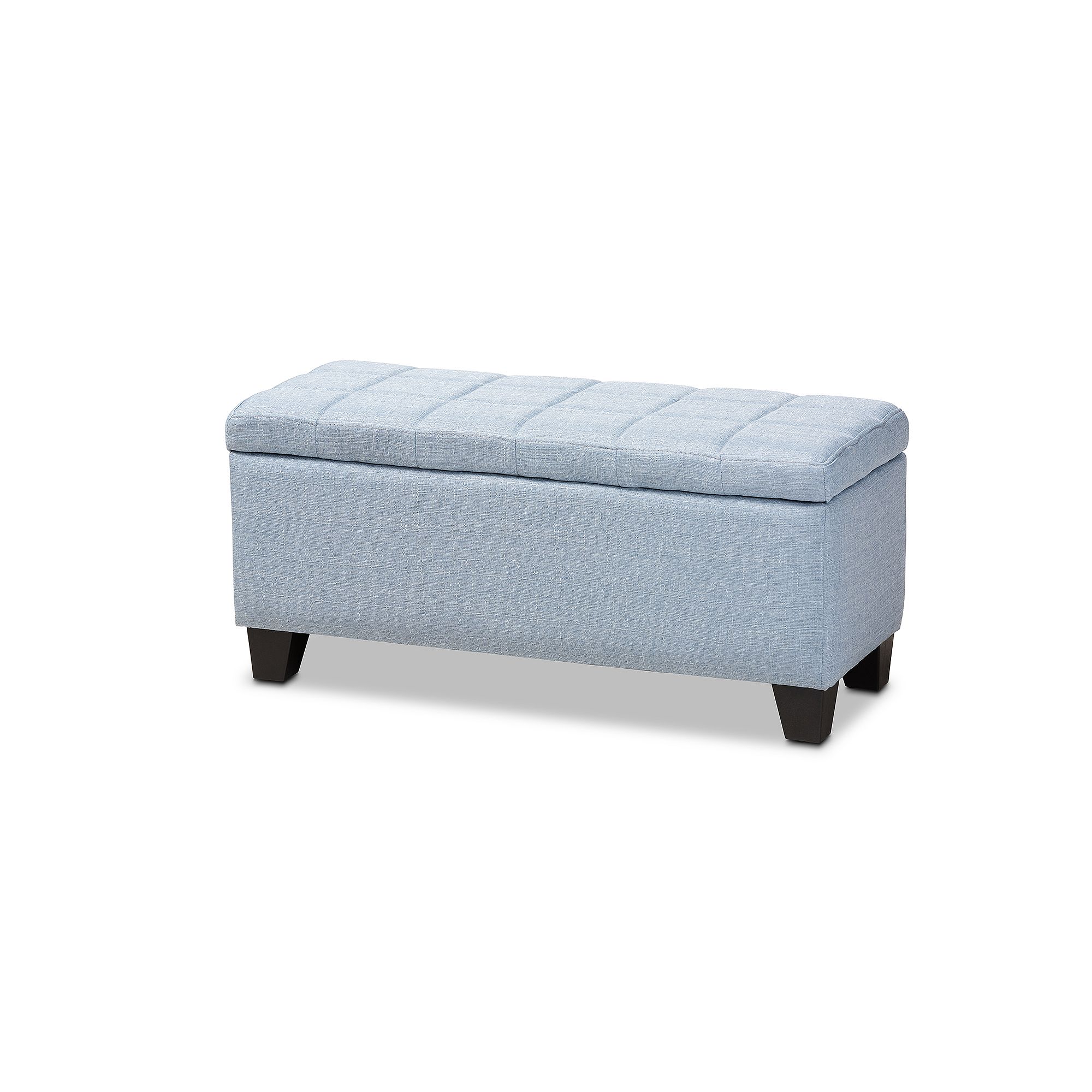 Baxton Studio Fera Light Grey Ottoman, Blue