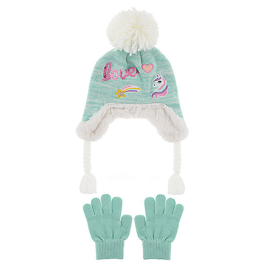 Girls 4 16 So Unicorn Patches Hat Gloves Set - roblox unicorn hat code
