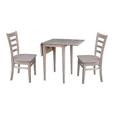 International Concepts Small Dual Drop Leaf Table with Two Chairs