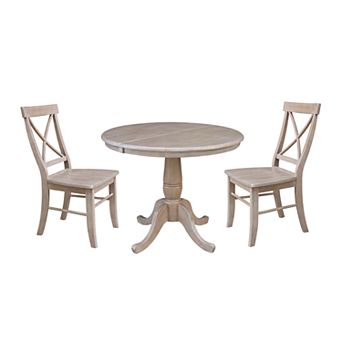 International Concepts 36" Round Extension Dining Table with Two Chairs