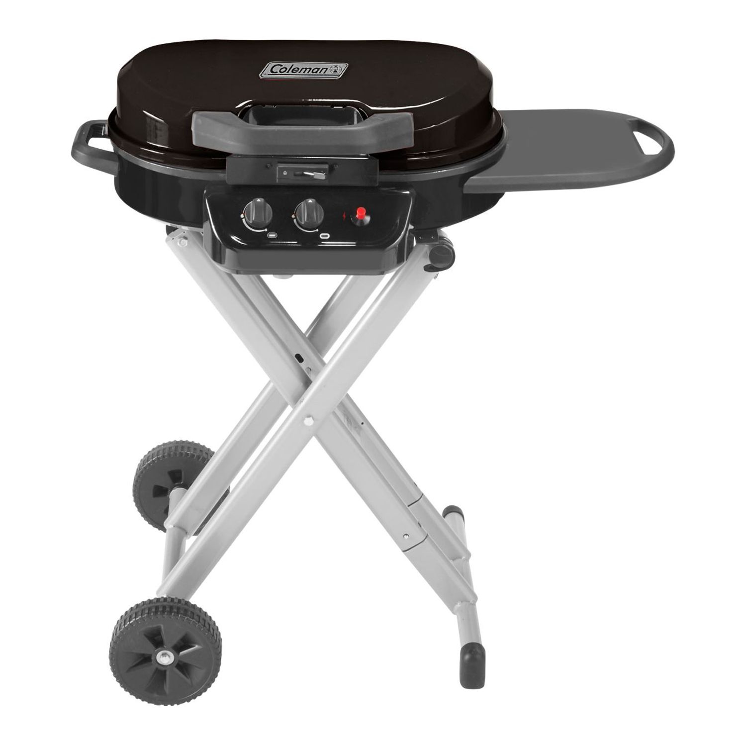 Outsunny 2 Burner Propane GAS Grill Outdoor Portable Tabletop BBQ with Foldable Legs, Lid, Thermometer for Camping, Picnic, Backyard, Light Grey