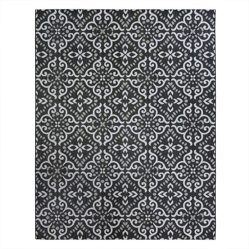 Gertmenian Avenue 33 Paseo Powis Indoor Outdoor Rug, Black, 6.5X9.5 Ft