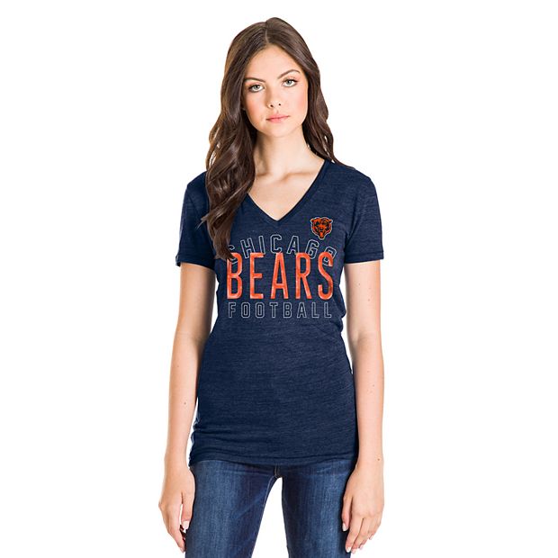 Chicago Bears Womens Lace up V-Neck Sweatshirt Long Sleeve Off Shoulder  Dress