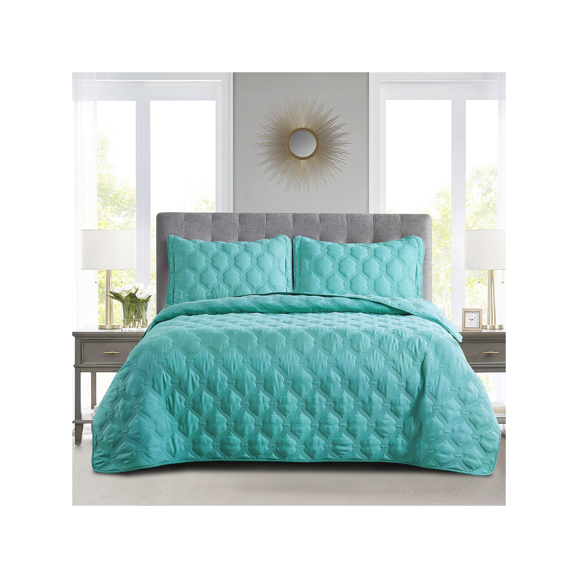 Serenta Bradley Alternative 3-Piece Bedspread and Sham Set, Blue