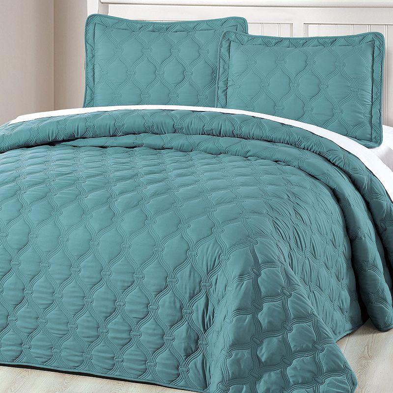 Serenta Bradley Alternative 3-Piece Bedspread and Sham Set, Green, Queen