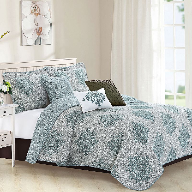 Serenta Chelsea 6-Piece Coverlet and Sham Set, Green, King