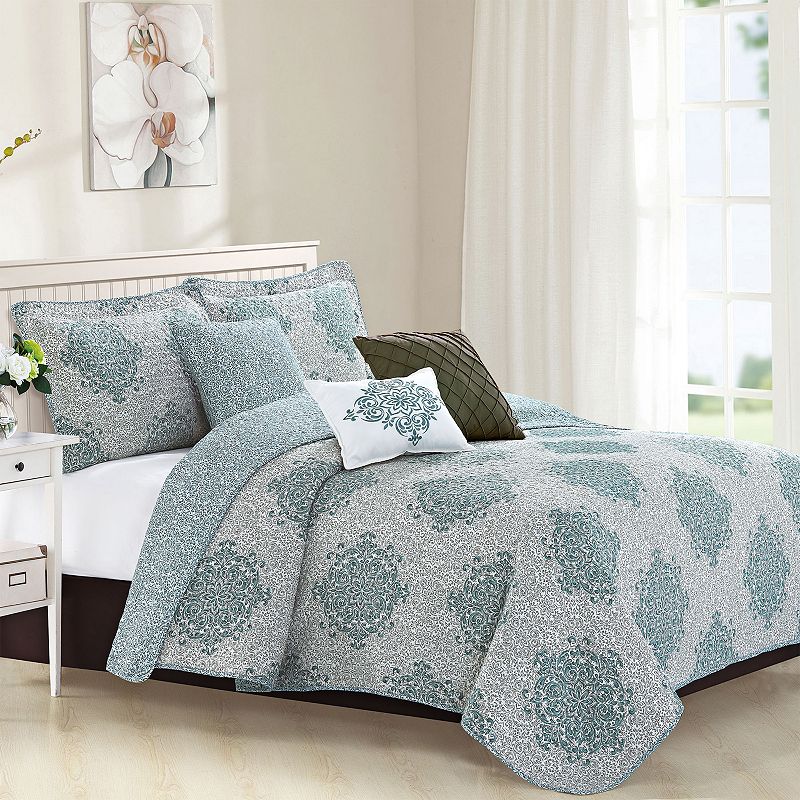 43058038 Serenta Chelsea Coverlet Set, Green, King sku 43058038