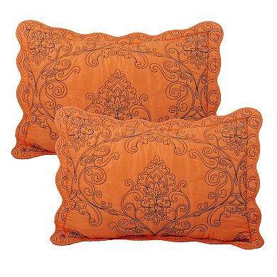 Serenta Damask Embroidered 4-Piece Bedspread and Sham Set