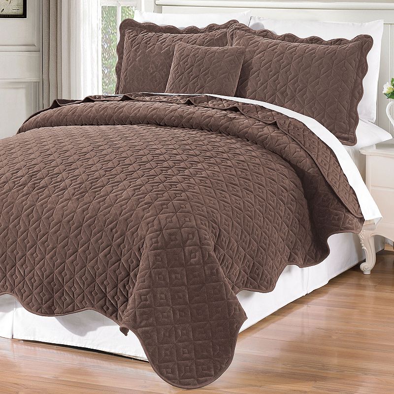 58876913 Serenta Diamond Square Coverlet Set, Brown, Queen sku 58876913