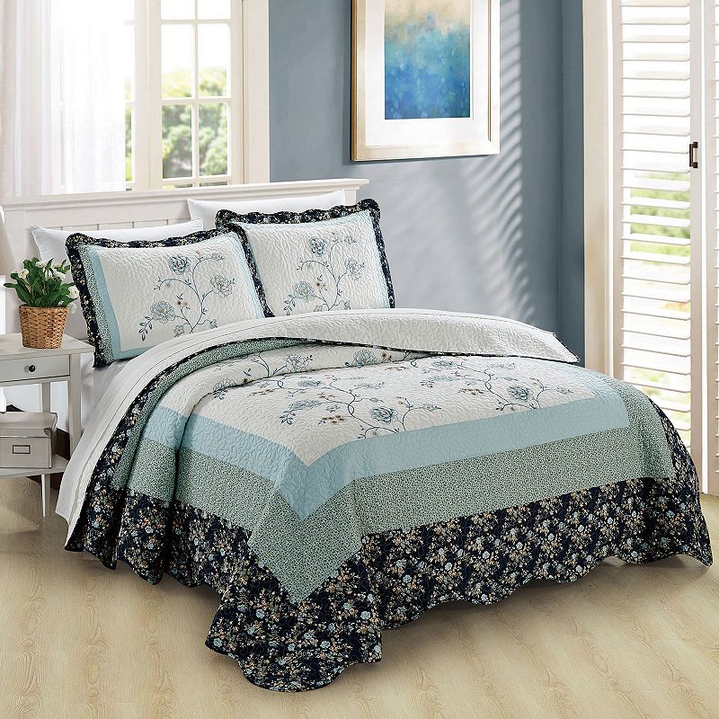 Serenta Dorset Coverlet Set, Blue, King