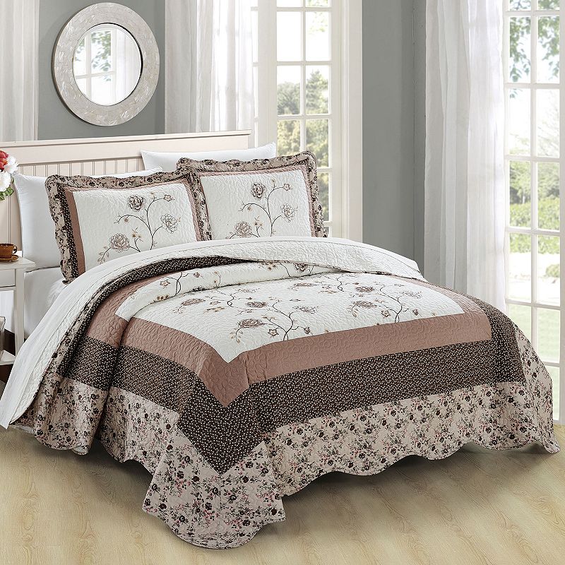 74902515 Serenta Dorset Coverlet Set, Brown, King sku 74902515