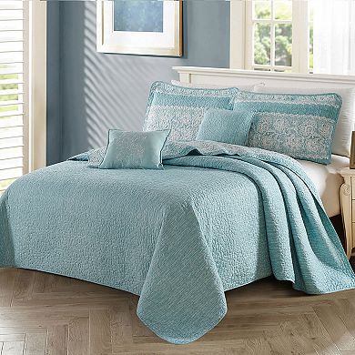 Serenta Emma 5-Piece Printed Microfiber Coverlet and Sham Set