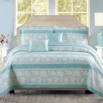 Serenta Emma 5 pc Printed Microfiber Coverlet and Sham Set