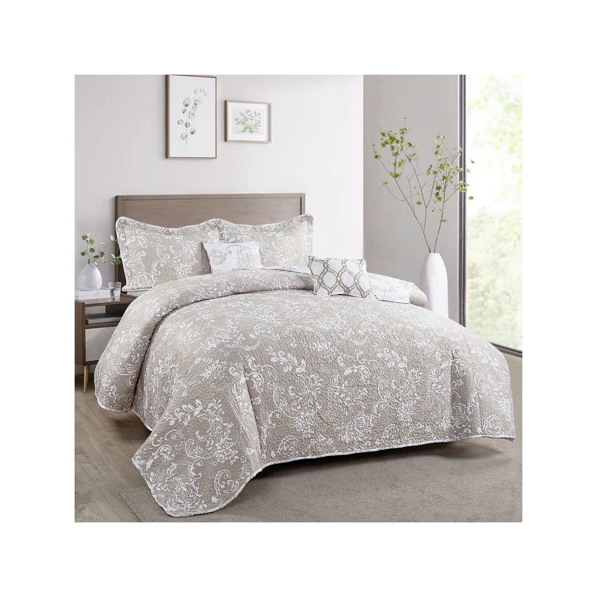 Serenta La Boheme 5-Piece Coverlet and Sham Set, Brown