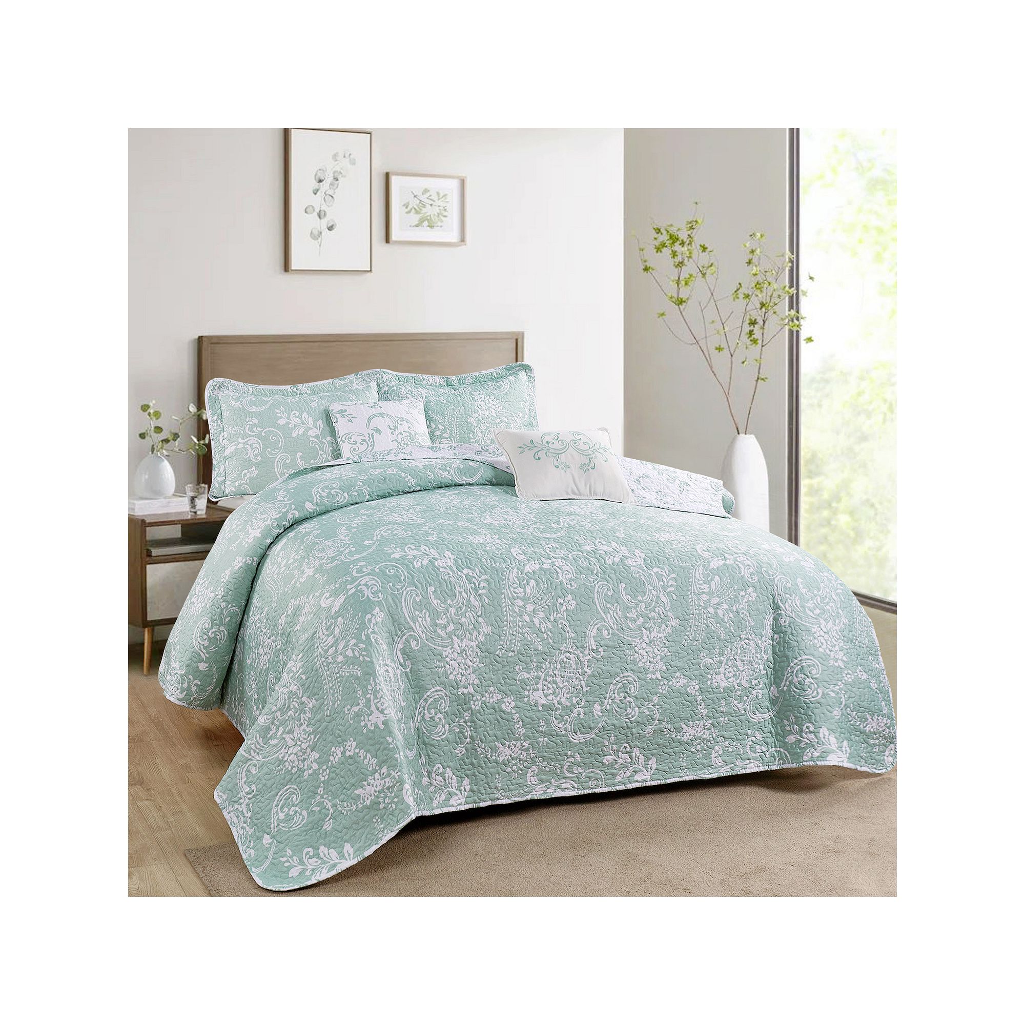 Serenta La Boheme 5-Piece Coverlet and Sham Set, Blue