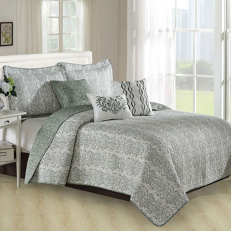 Serenta Mayfair 6-Piece Coverlet and Sham Set, Green, Queen