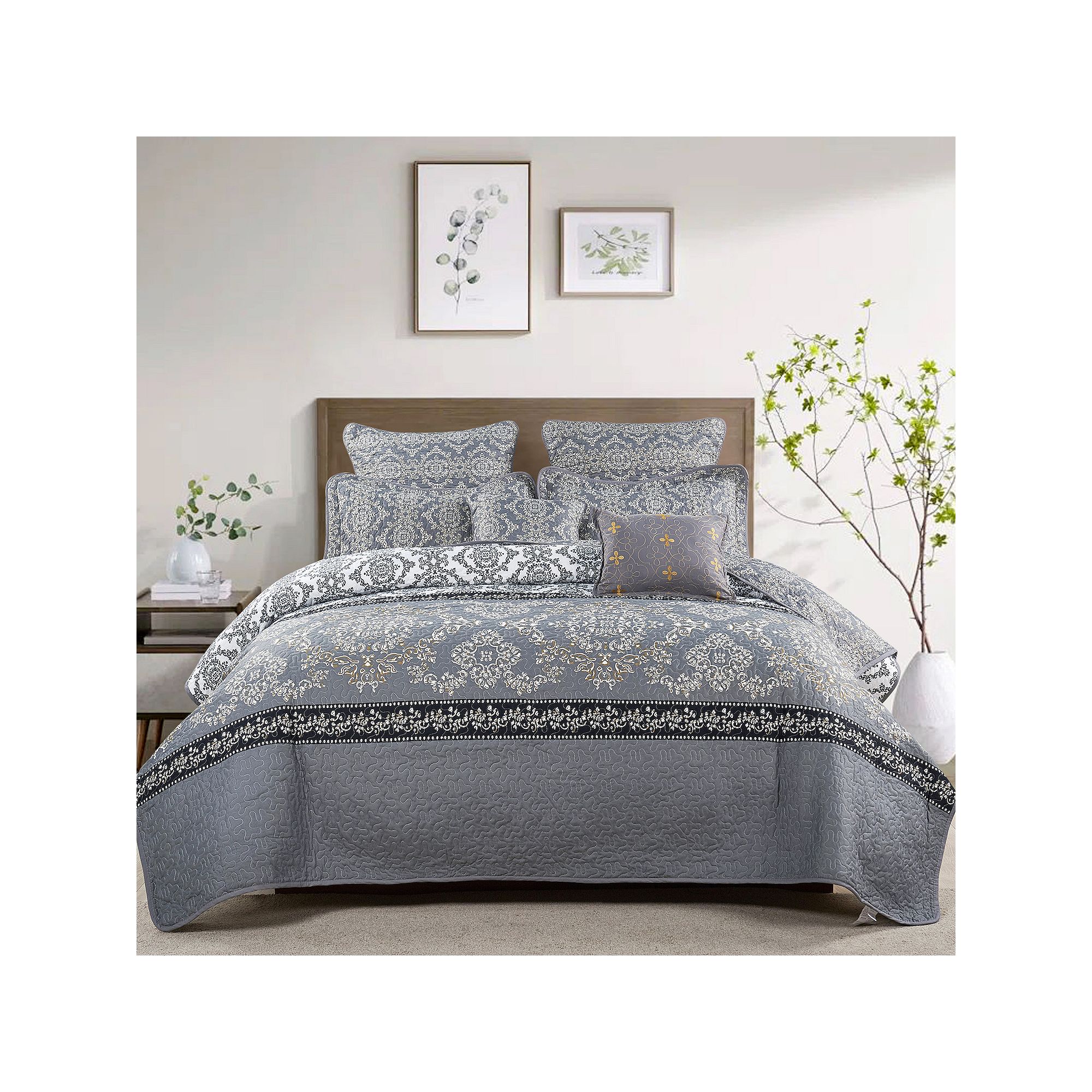 Serenta Mystic Coverlet Set, Grey