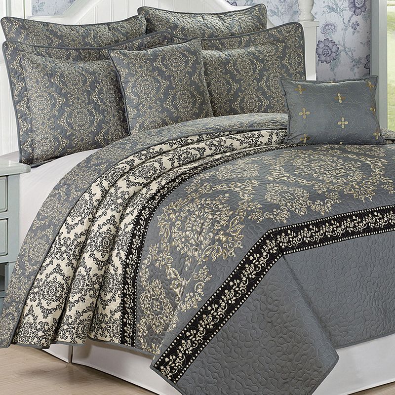 74915611 Serenta Mystic Coverlet Set, Grey, King sku 74915611