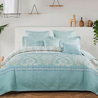 Serenta Mystic Turquoise Quilted Bedspread Set