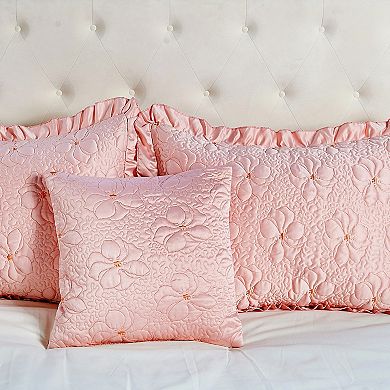 Serenta Ruffle Matte Satin 4-Piece Coverlet and Sham Set