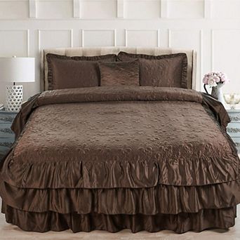 Serenta Ruffle Matte Satin Coverlet Set