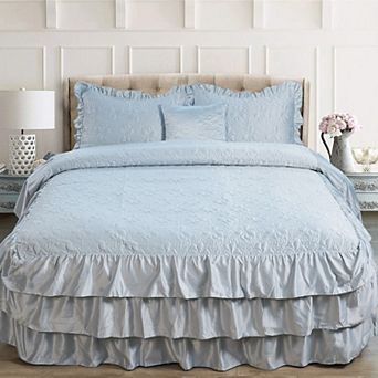 Serenta Ruffle Matte Satin Coverlet Set