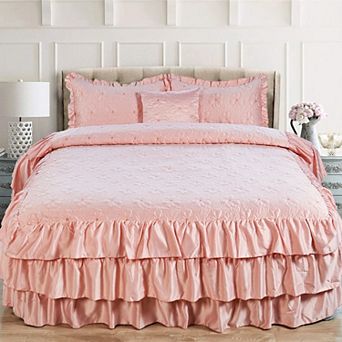 Serenta Ruffle Matte Satin Coverlet Set