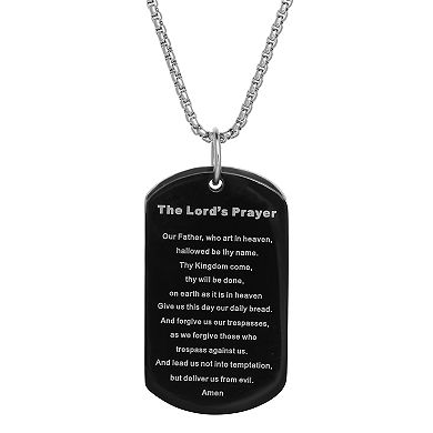 LYNX Men's Stainless Steel 2-pc. Lord's Prayer Dog Tag Pendant