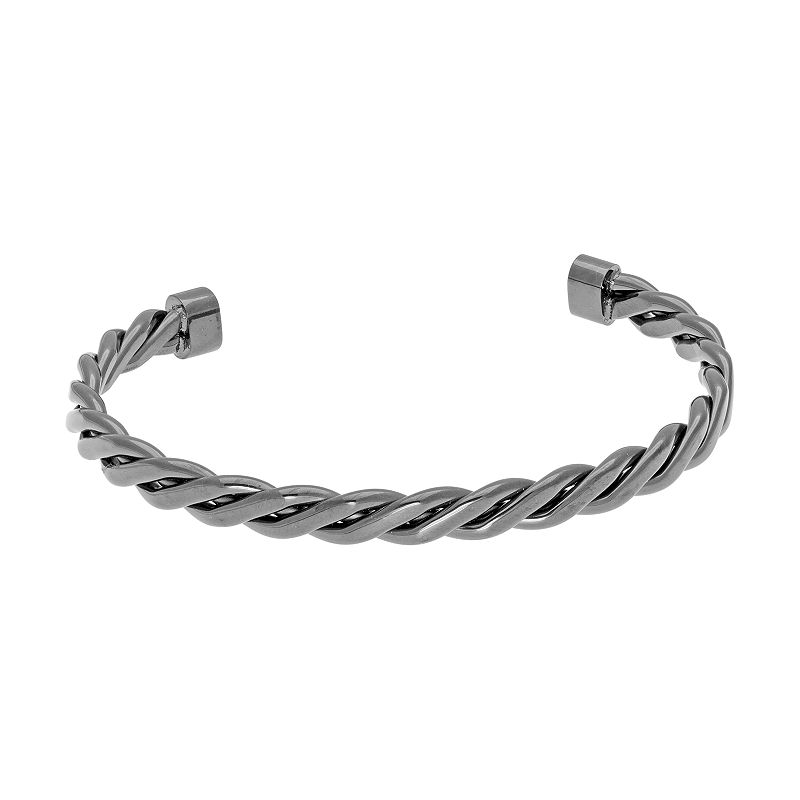 LYNX Stainless Steel Braided Cuff Bracelet - Mens, Size: 8.5, Black
