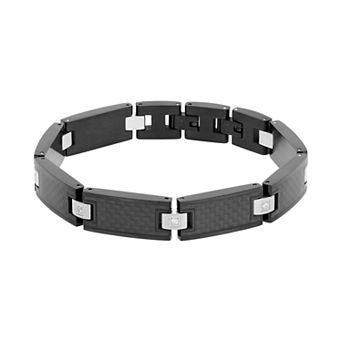LYNX Stainless Steel Ion-Plated Diamond Accent Link Bracelet - Men's