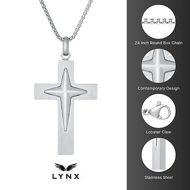Men's LYNX Stainless Steel Layered Cross Pendant Necklace