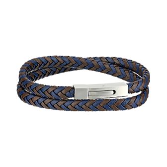 Men's LYNX Two-Tone Braided Leather & Stainless Steel Bracelet