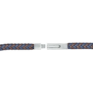 Men's LYNX Two-Tone Braided Leather & Stainless Steel Bracelet