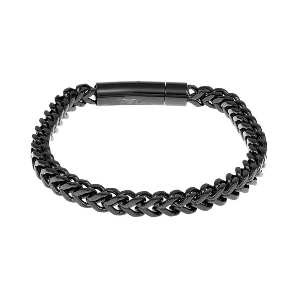 Men's LYNX Stainless Steel Black Ion Foxtail Chain Bracelet