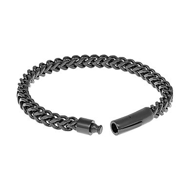 Men's LYNX Stainless Steel Black Ion Foxtail Chain Bracelet
