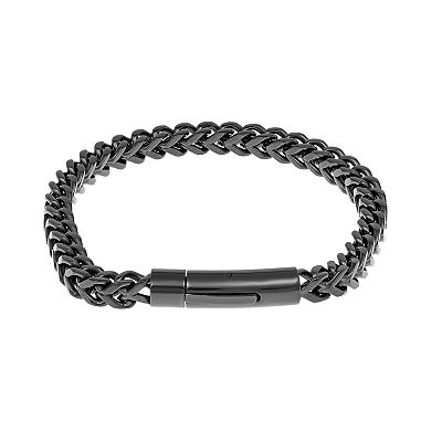 Men's LYNX Stainless Steel Black Ion Foxtail Chain Bracelet