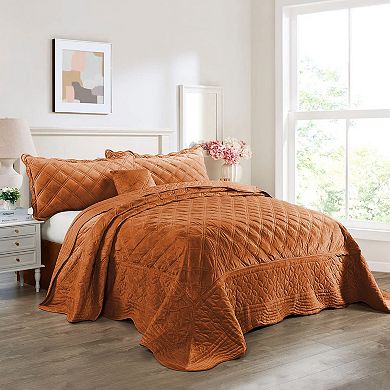 Serenta Supersoft Microplush 4-Piece Bedspread and Sham Set