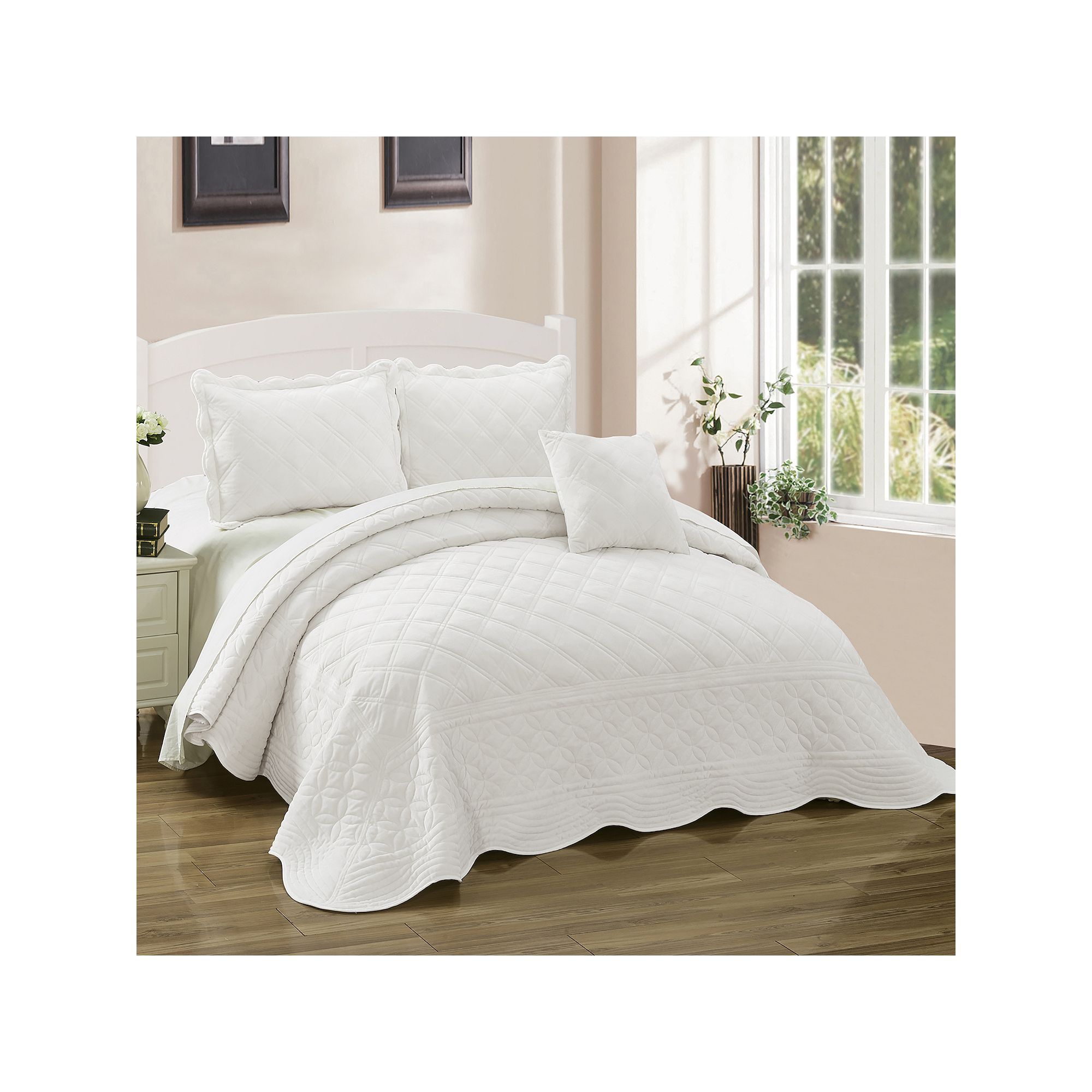 Serenta Supersoft Microplush Bedspread Set, Antique White