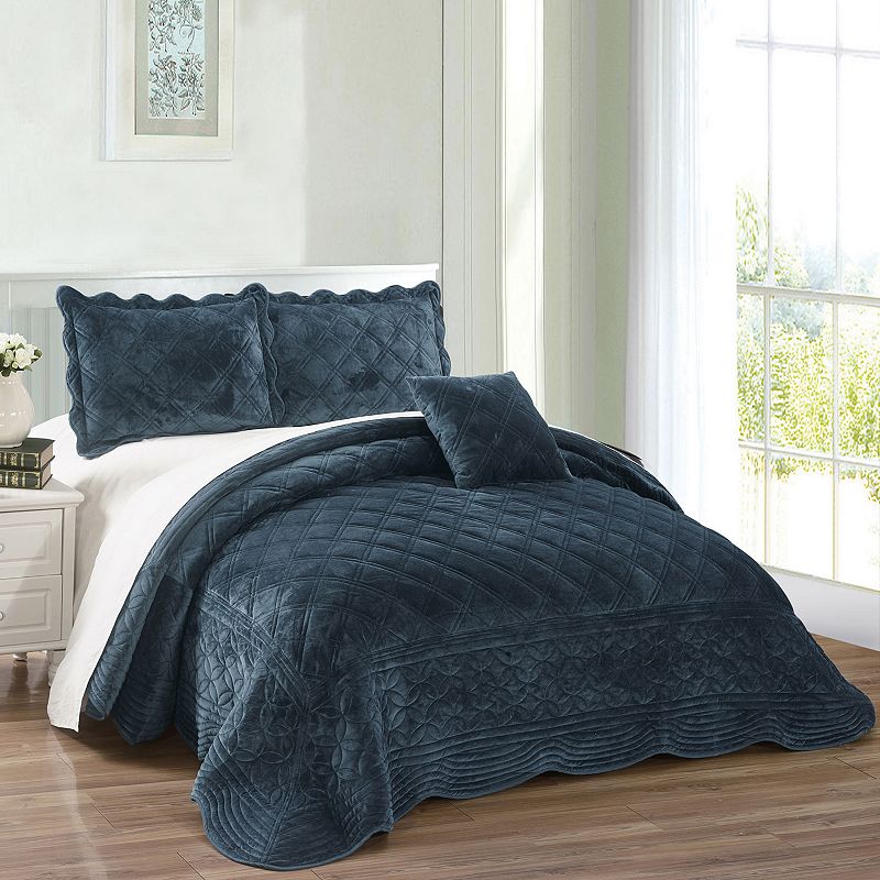 Serenta Supersoft Microplush Bedspread Set, Blue, King